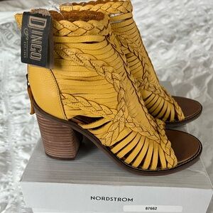 Dingo Women's Mustard Braided Leather Heeled Boots